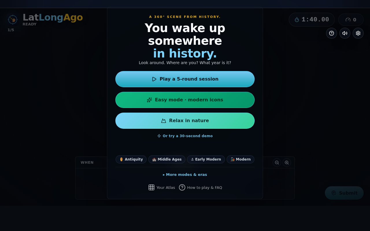 LatLongAgo.com homepage